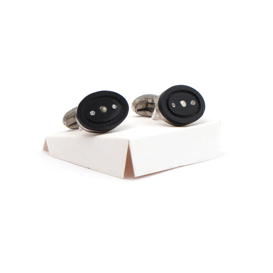 Silver / Black Oval Cufflink