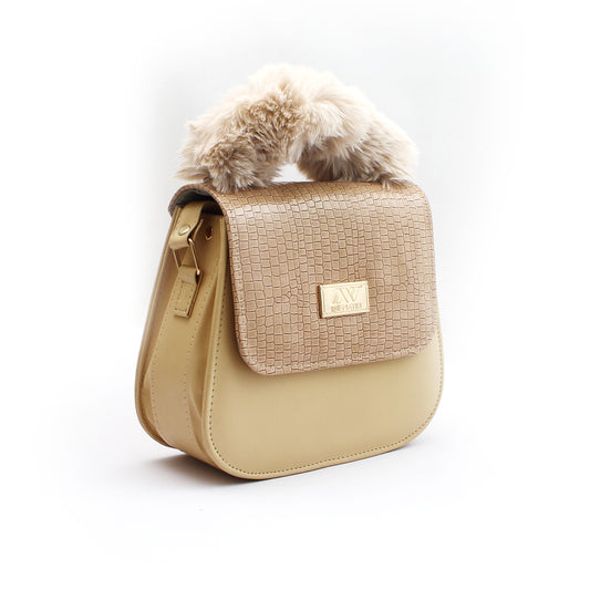 Handbag with Fur Handle