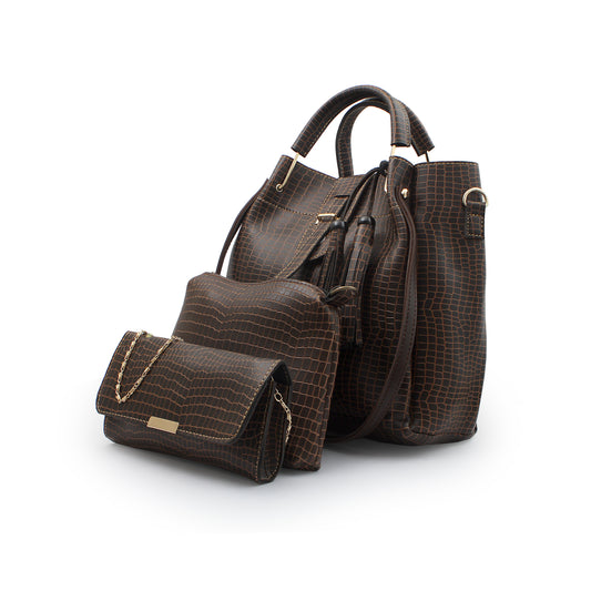 3Pcs Croco Brown Bags