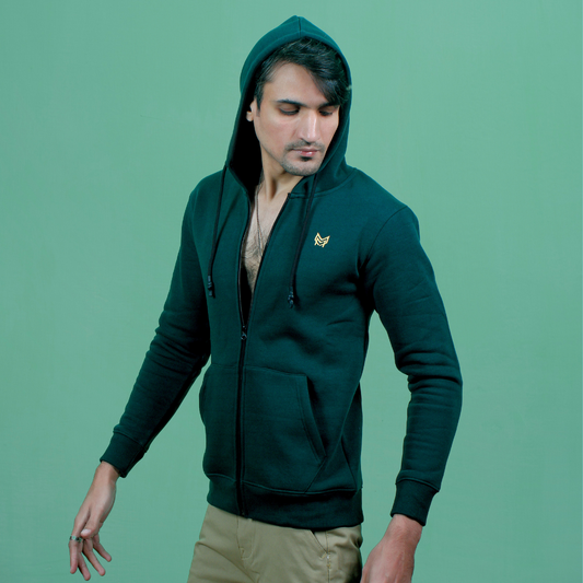 Zipper Dark Green Hoodie