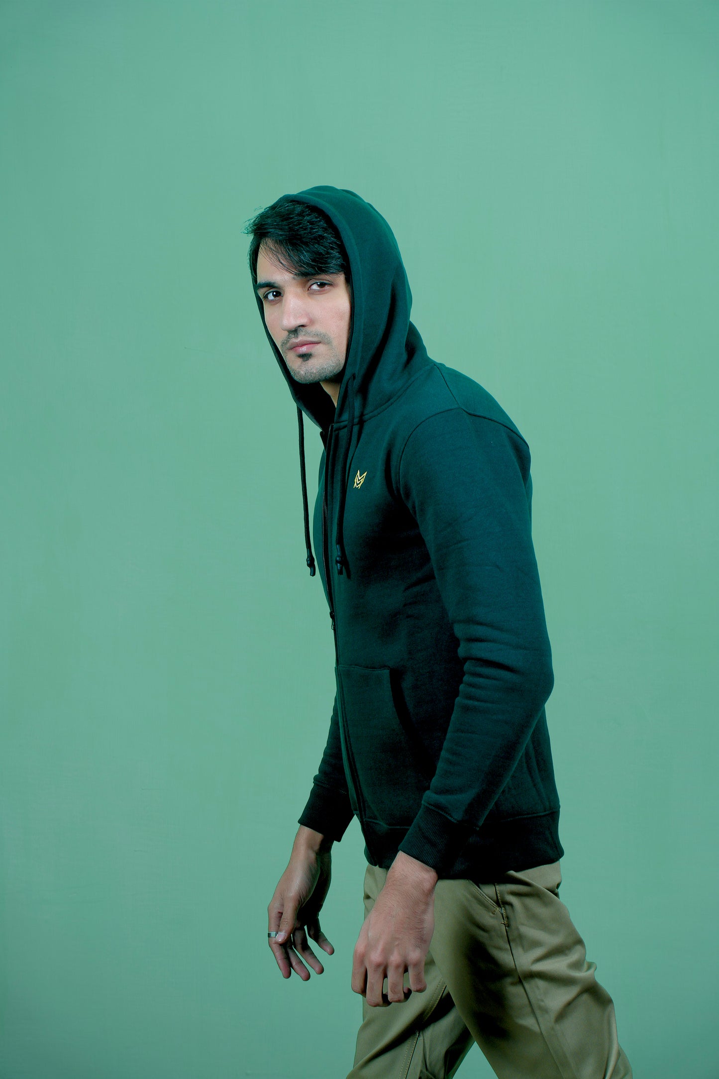 Zipper Dark Green Hoodie